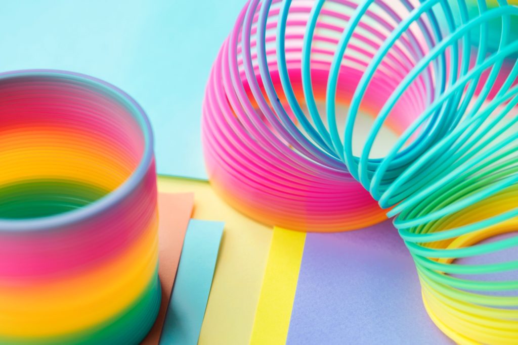 Rainbow coloured slinky.